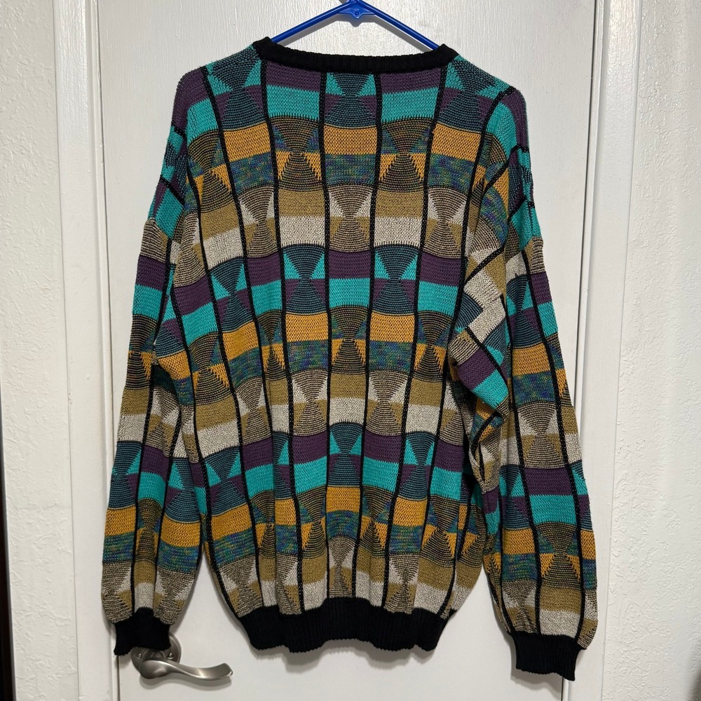 Pronto Uomo Firenze Vintage Geometric Knit Sweater Made in Italy Mens XL 54 - Picture 4 of 7